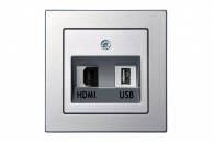 HDMI+USB-002-01 E/Mt  Flush mount.data socket "HDMI+USB" socket, w/f