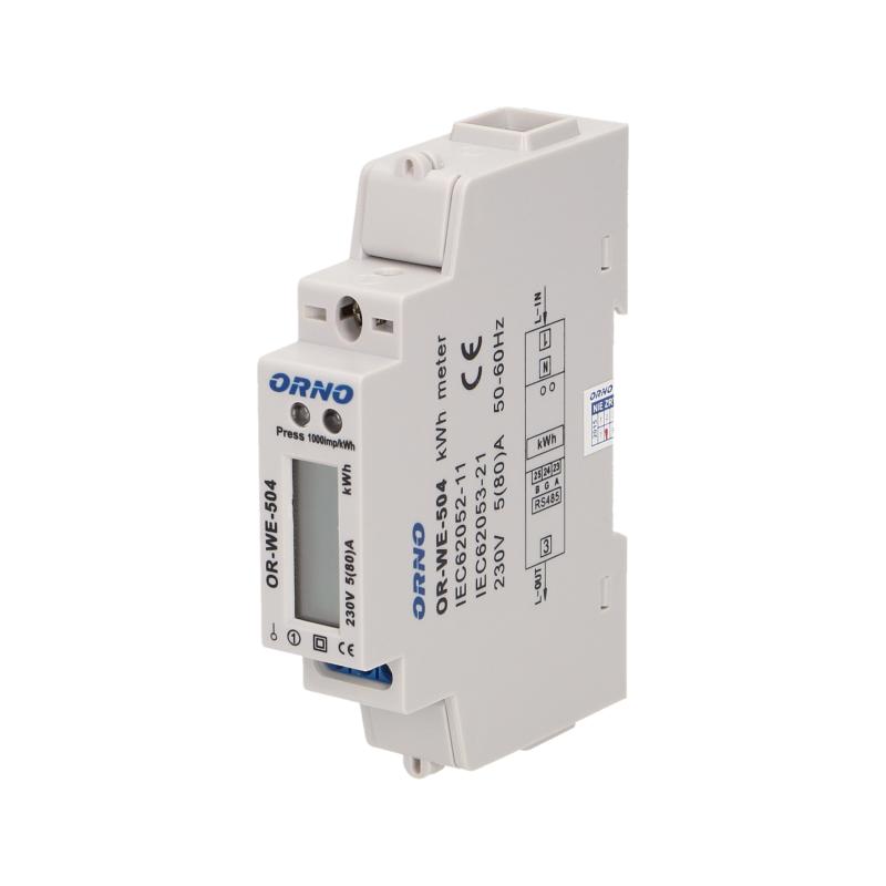 1-phase indicator of electrical energy consumption 80A, with RS-485 port