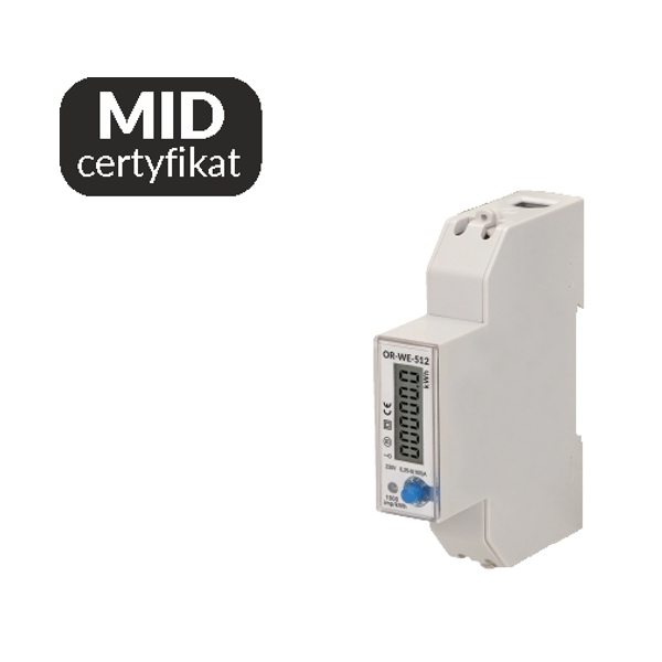 1-phase indicator of electrical energy consumption with MID certyfication, 100A