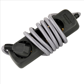 Extention cord with 3xsocket .grey cord 1,4m H05VV-F 3G 1,5 mm²