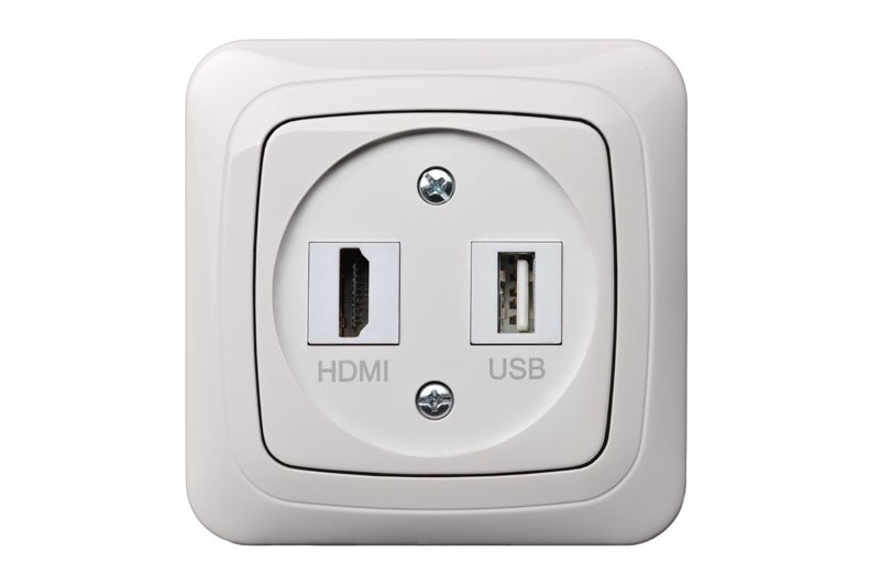HDMI+USB-002-01 A/B  Flush mount.data socket "HDMI+USB" socket, w/f