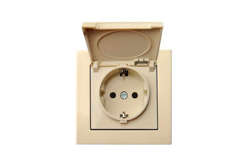 IKL16-408-01 E/S Flush mount.SCHUKO socket outlet with hinged cover, IP44,16A,w/f