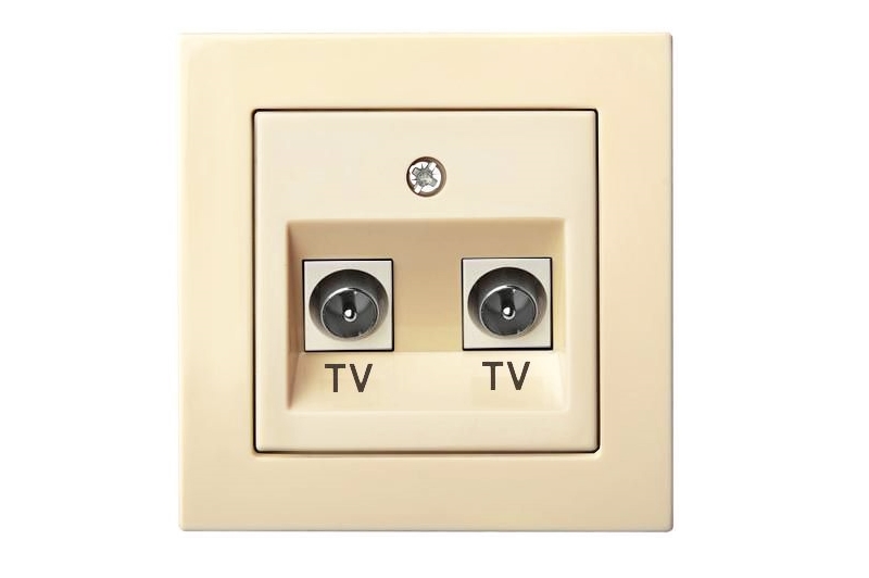 ITVL-2-01 E/S  TV socket with 2x"F" type connectors, flush mount. w/f
