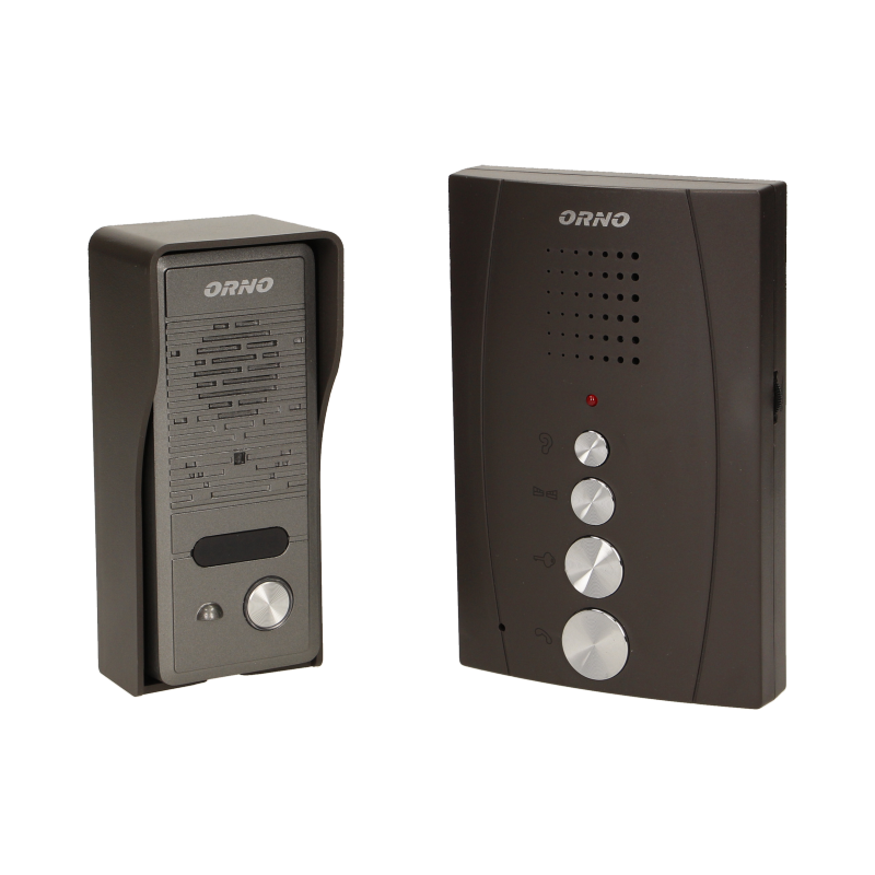Single family doorphone, handset free, ELUVIO aluminium housing; loudspeaker; wires 4+2; black indoor unit