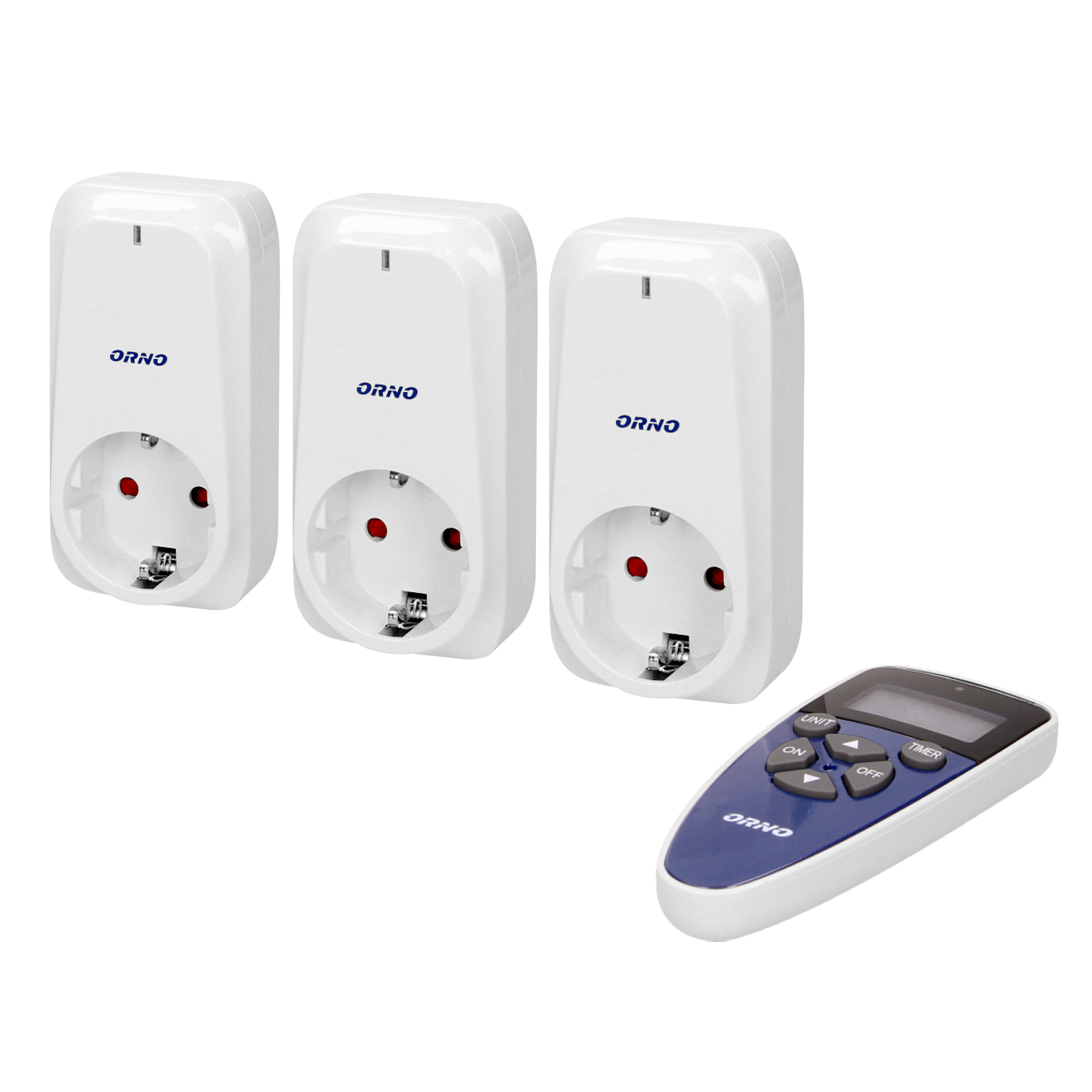 Set of wireless sockets with remote control and timer function, 3+1