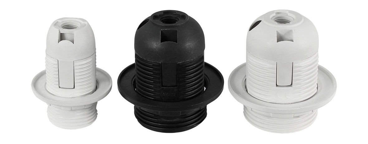 Bulb socket E14 PBT,  250 V, 2 A, T210, 43 x 55 mm,black