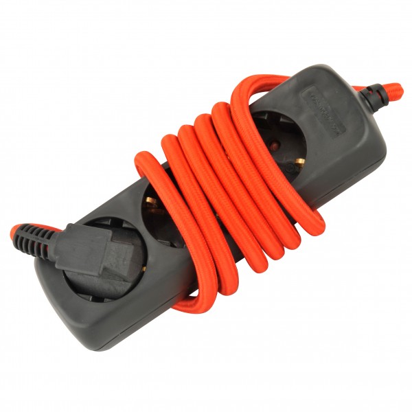 Extention cable 3-sockets with red cable 1,4m H05VV-F 3G1,5 mm², 250 V~,16 A, 3.500 W