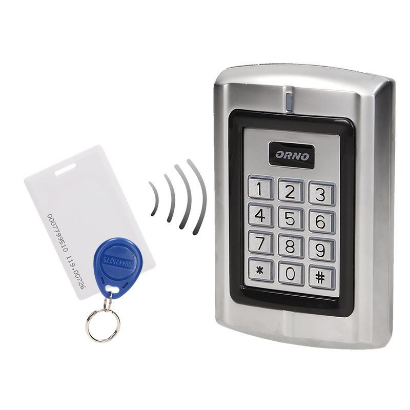 Code lock with card and proximity tags reader, IP20 2000 PIN’s of a user and/or cards or pendants; 12V/DC; max. 100 mA