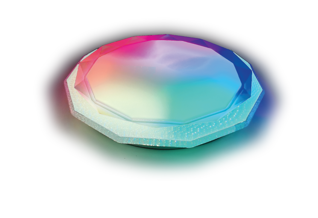 LED griestu dimējams gaismeklis ELEGANT ar pulti, 40+8W, RGB (Rainbow), 4300Lm, 3000-6500K, D480*H70