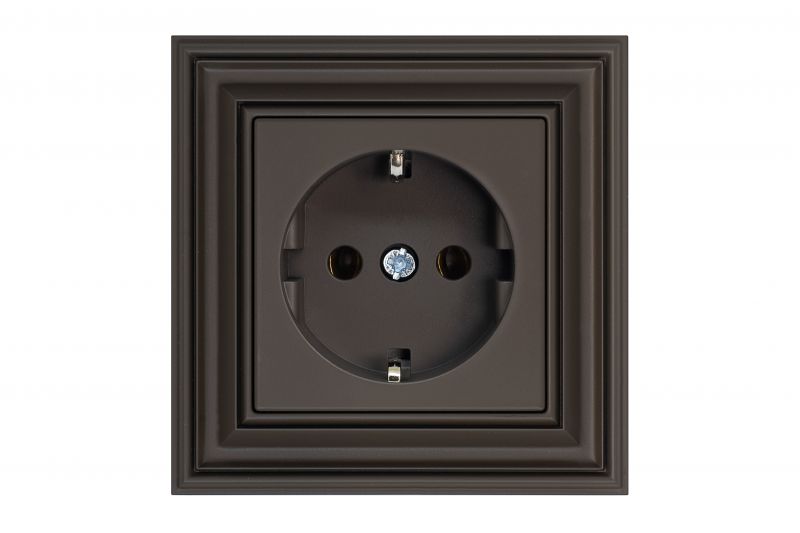 IKL16-404-01.R / ON31 16A flush-mounted socket with earthing "Retro" / matt brown