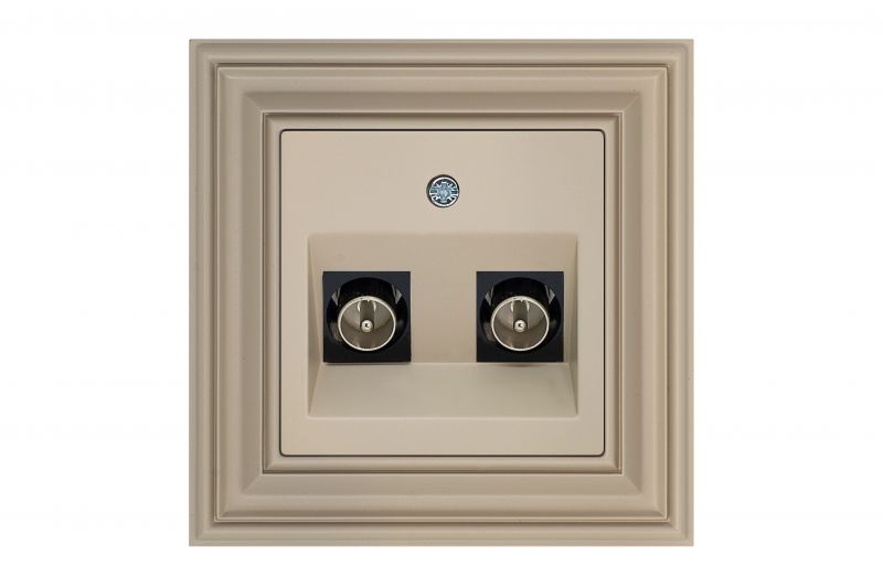 ITVL-2-01.R / ONC 2xTV "F" socket without frame, white end "Retro" / matt beige