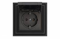 IKL16-208-01.R / ON59 16A IP44 flush-mounted socket with protection, with under / prof / "Retro" / matt black