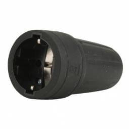 16A PVC Socket with ground, black