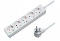 Extention cable 5-sockets with ground  H05VV-F 3x1.0/5m white