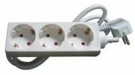 Extenеion cable 3-sockets with ground H05VV-F 2x1.0/5m white